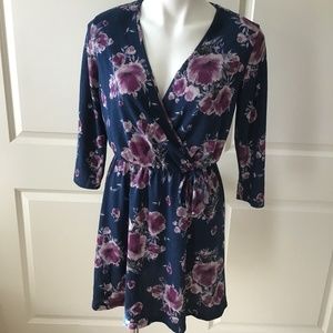 Charming Charlie faux wrap floral dress small